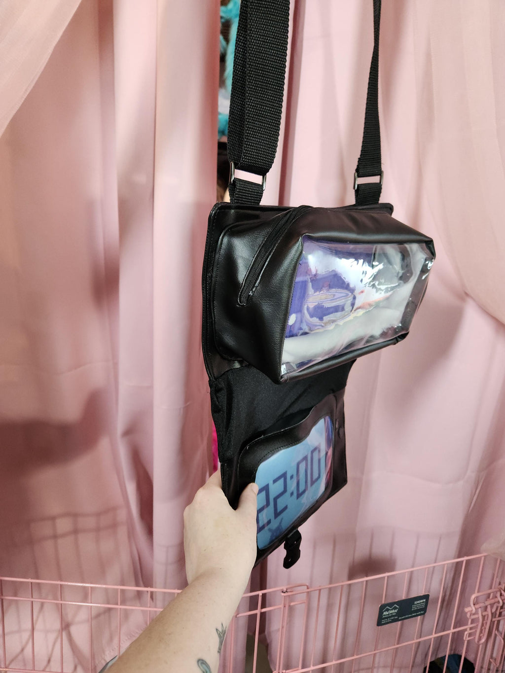 DS Lite Ita Bag with 20cm Doll Pouch - Black - Pick CUSTOM Screen Backgrounds!